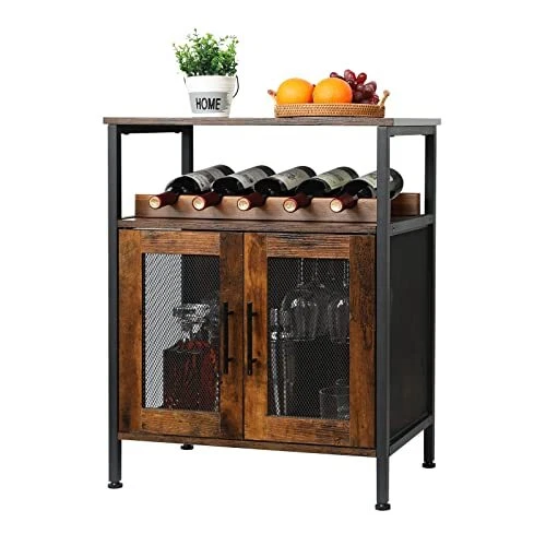 Wine Bar Rack Cabinet with Detachable Wine Rack, Coffee Bar Cabinet with