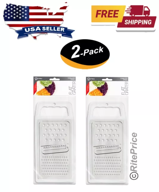 Stainless Steel Flat Grater 3 In 1 Way Multifunction Slicer Handheld (2 Pack)