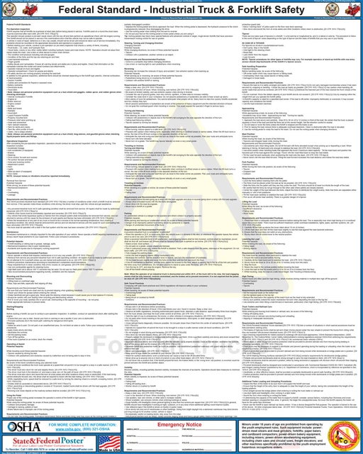 Forklift Safety and Industrial Truck Safety Standard Poster Forklift Safety and Industrial Truck Safety Standard Poster