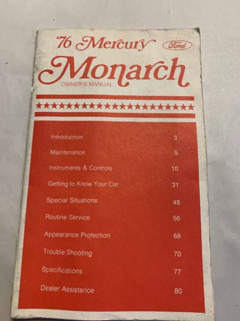 VTG 1976 Mercury  Monarch  Owners Manual  #DK