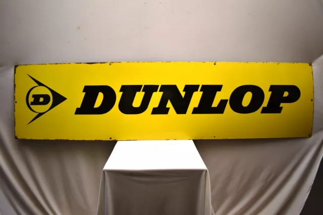 Vintage Dunlop Porcelain Enamel Sign Board Tyres Tires Advertising Automobile "