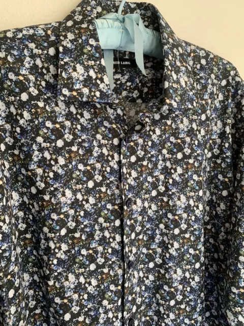 XL Jared Lang Blue Floral Button Shirt Spring Flower Men’s Long Sleeve Workwear