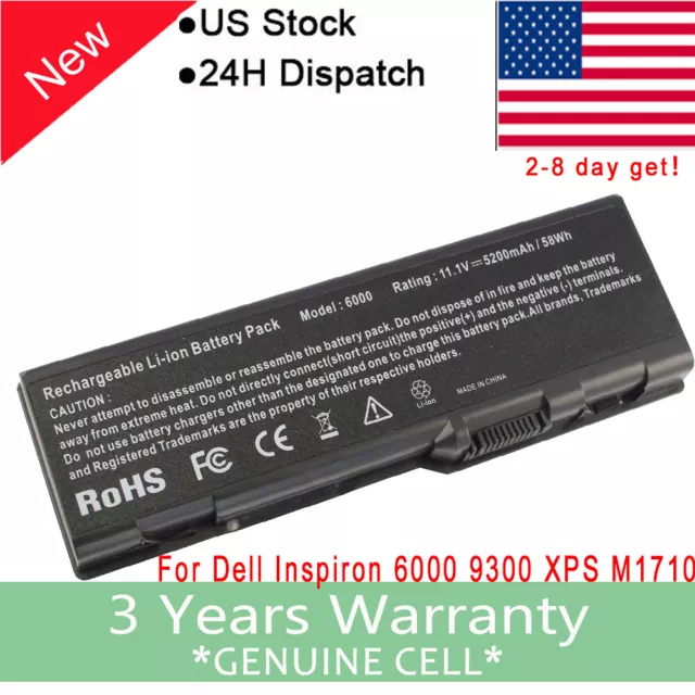 Battery for DELL Inspiron 6000 9200 9300 9400 E1505n E1705 M6300 F5635 G5266 FA