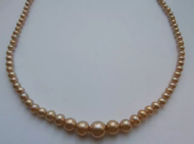 BNWOT Vintage 1950s Single String Glass Bead Cream Faux-Pearl Necklace Deadstock 2