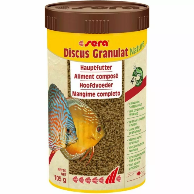 Sera Discus Granulé Naturel 250 ML Nourriture Complète pour Tous Poissons