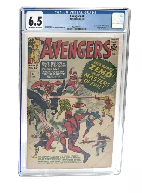 Avengers #6 CGC 6.5 Kirby/Stan Lee, 1964 KEY 1st App Baron Zemo& Masters of Evil