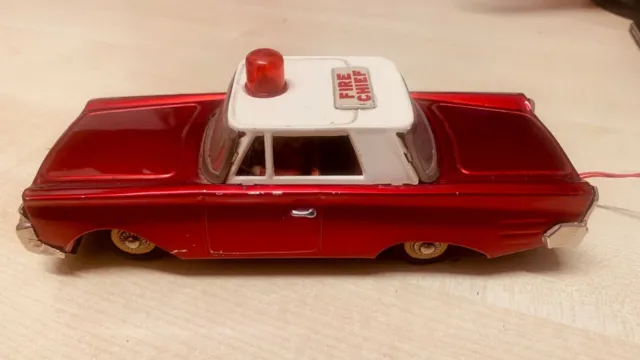 Blechspielzeug Feuerwehrauto Tin Toy 1960's RED CHINA ME 7O2 FIRE CHIEF CAR