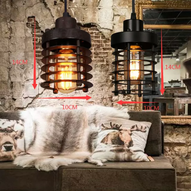 Rustic Vintage Industrial Iron Cage Pendant Light Hanging Ceiling Lamp Fixtures
