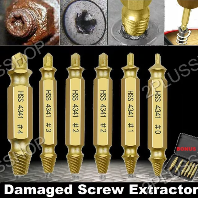 6pcs Damaged Screw Extractor Speed Out Drill Bits Tool Set Broken Bolt Remover