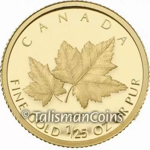 Canada 2009 Red Maple Tree Leaf 50 Cents 1/25 Oz Pure Gold Proof in FULL OGP
