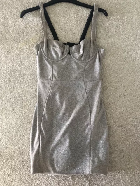 Luisa silver sparkly bustier mini dress sale