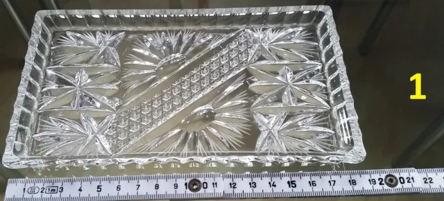 Kristallplatte Glasplatte Kuchenplatte Bleikristall handgeschliffen 18,7 cm, #1