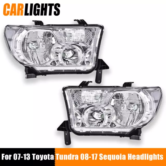 Fit For Toyota 2007-2013 Tundra 2008-2017 Sequoia Chrome Headlights Left+Right