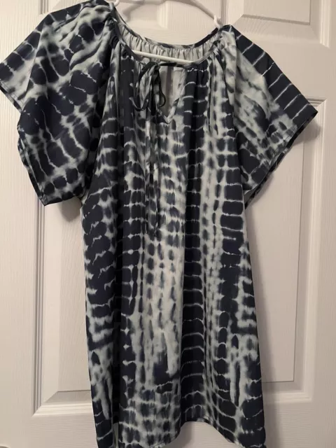 Tie Dye Dressy Pullover Short Sleeves Tiered Top Shirt Blouse Size XL