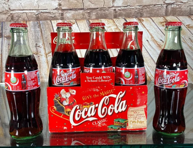 2001 Christmas 6-Pack Coke Bottles Coca-Cola Classic Santa Harry Potter Movie Ad