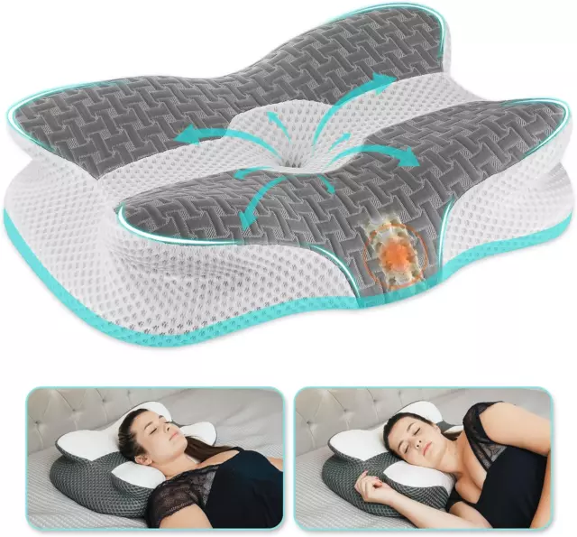 Cervical Pillow, Contour Memory Foam Pillow for Neck Pain Relief, Adjustable Ort