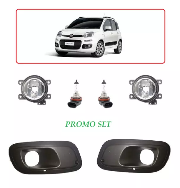 Set Nebelscheinwerfer Mit Rahmen für Fiat Panda 312 Von 2012 Paar Und Lampe H11 2