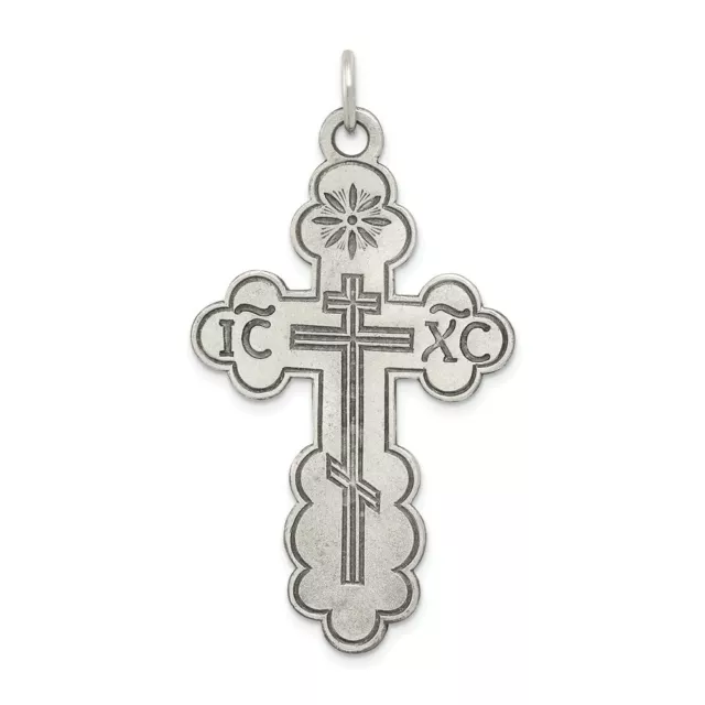 Sterling Silver Large Antiqued Eastern Orthodox Cross Pendant