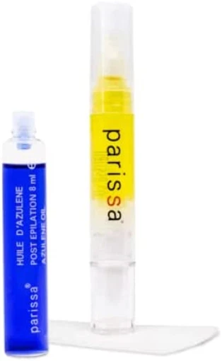 Kit de depilación con pluma de cera Parissa para cejas con aceite azuleno para cuidado posterior, 2