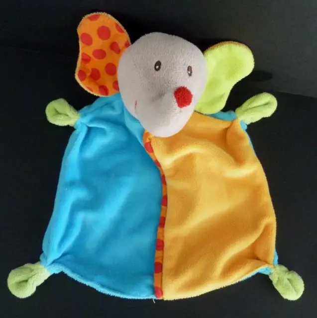 D66. DOUDOU PLAT BABYFEHN baby fehn ELEPHANT bleu orange vert rouge - TTBE