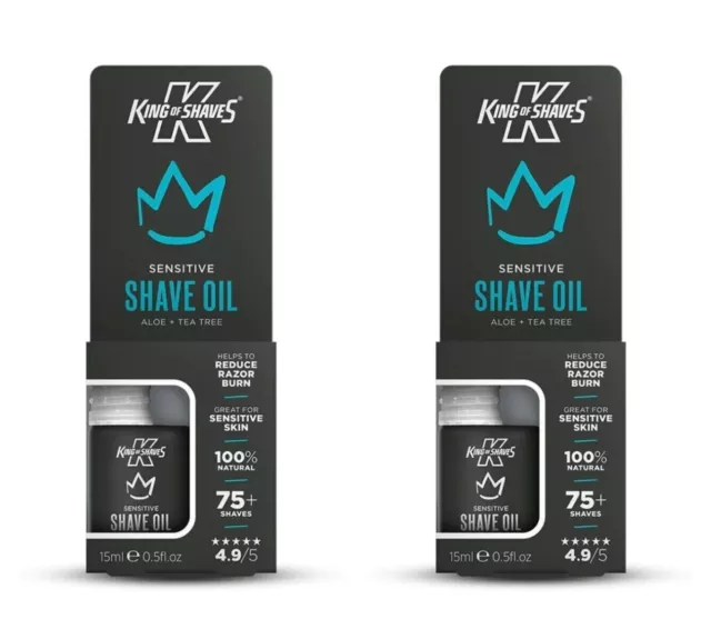 2x KING OF SHAVES SENSITIVE SKIN OIL RAZOR BURN ALOE TEA TREE VEGAN CRUELTY-FREE