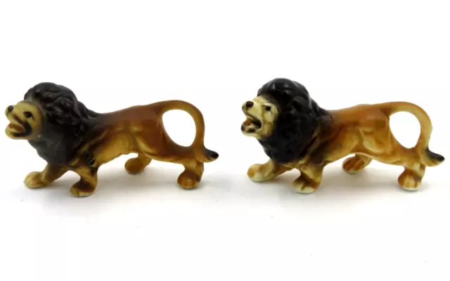 Vintage Bone China Miniature Lion Set of Two Japan