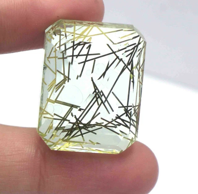 93.60Ct Certifié EGL Jaune Émeraude Coupe Brillant Rutile Quartz Gemme EK427