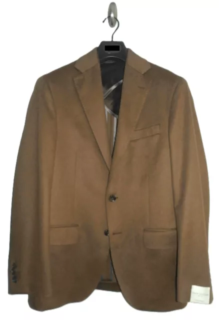 $998 NWOT Men's 38S JACK VICTOR David Solid Cashmere Sport Coat in Tobacco