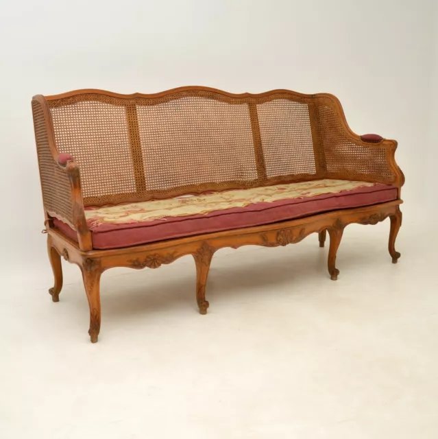 Antique French Carved Walnut Bergere Sofa