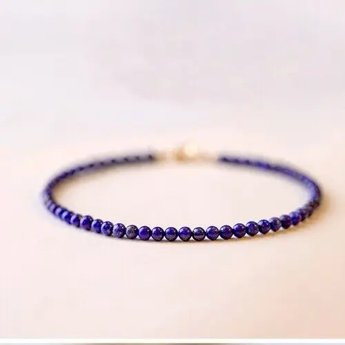 Bracelet de perles Lapis lazuli avec fermoir, sur mesure pour Homme Femme Enfant