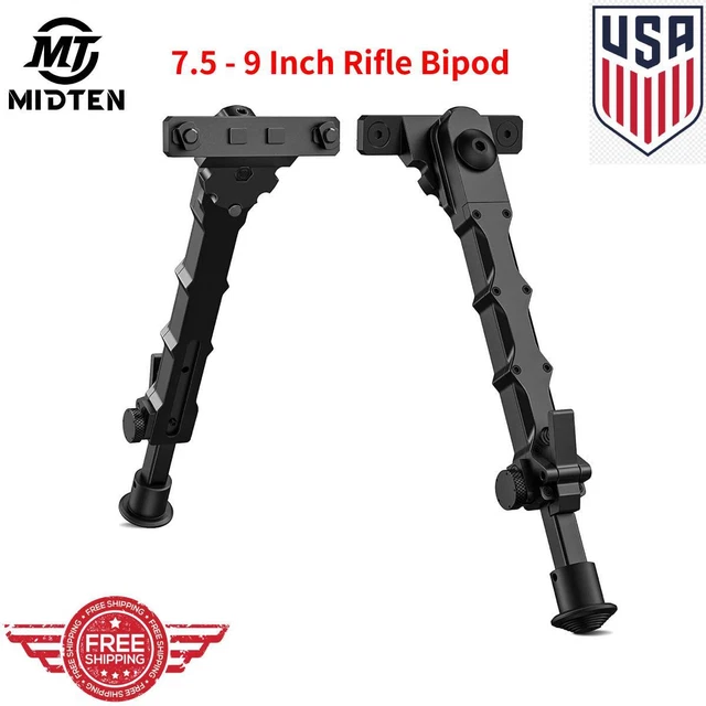 MidTen 7.5 - 9 Inch Adjustable Hunting Tactical Bipod Lightweight For m-lok Rail