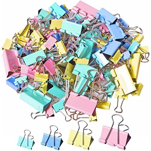 120Pcs Binder Clips - Paper Clamps Assorted Sizes, Paper Binder Multicolored