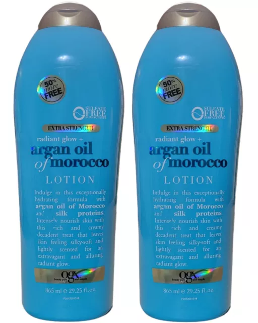 2 OGX Radiant Glow Argan Oil Of Morocco Extra Hydrating Lotion 29.25 OZ (2 PACK)