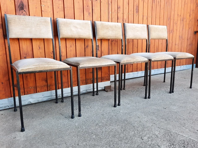 Sala Pranzo Sedia Vintage Sedia da Cucina 60er Metallo Mid-Century Danish 1/5