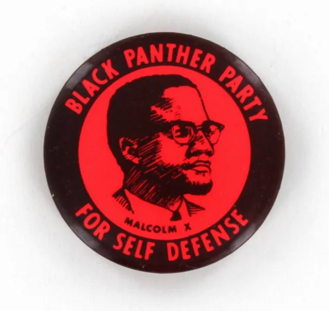 Original Malcolm X 1967 Black Panther Party Button Civil Rights Movements P1726