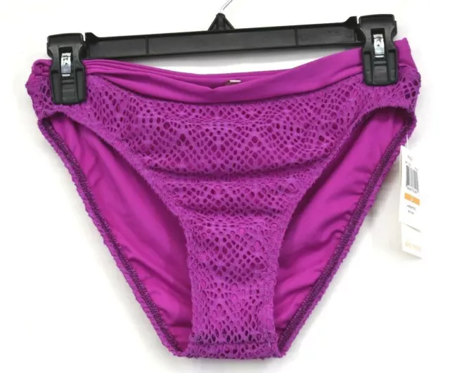 Ella Moss Womens Purple Solid Lined Crochet High Waist Bikini Bottoms S $54