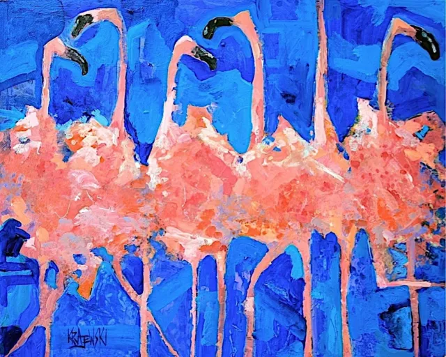 Flamingo  11x14 signed art PRINT from painting RJK  