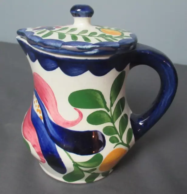 Persian Ware Pitcher Creamer w/ Lid - Floral Colorful Germany Hand Painted b4 sb