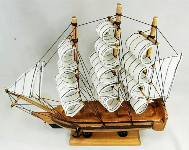 Sailing Ship Wooden hand crafted, three mast nautical decor 2
