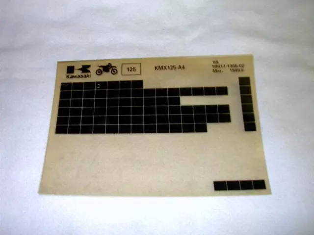 Kawasaki Kmx125 Kmx 125 A4 Gen Part Catalogue Microfiche