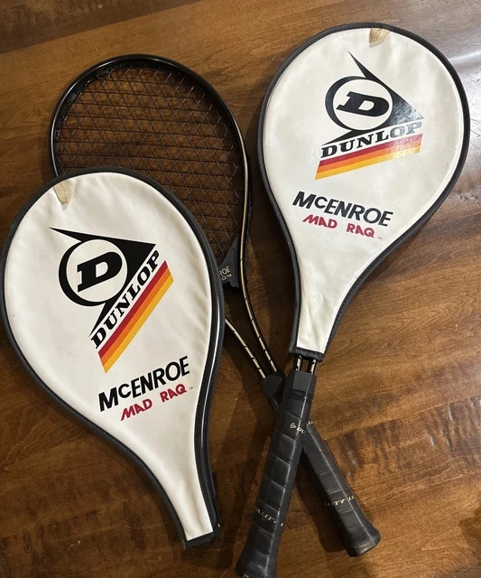 Raquette De Tennis Vintage Dunlop McEnroe Mad Raq - Taille 4 1/2 - Rare Avec Housse - Occasion