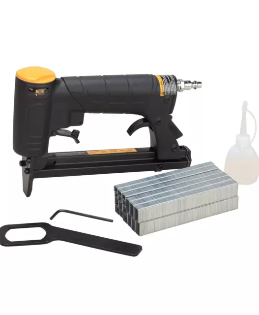 HB7116P-KT 22 Gauge 3/8-Inch Crown Pneumatic Upholstery Stapler, Air Stapler Kit