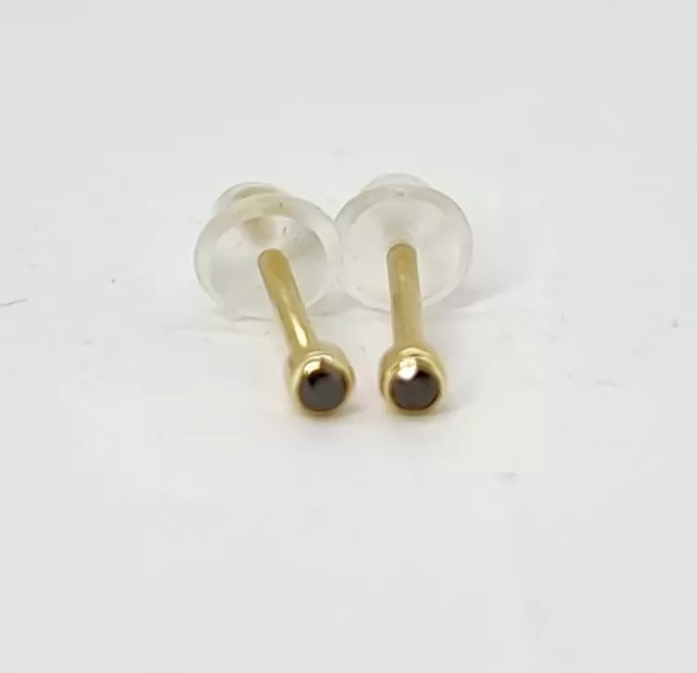 18ct yellow Gold Natural Black Diamond Ear Stud Ring Pin 0.02ct nose jewellery