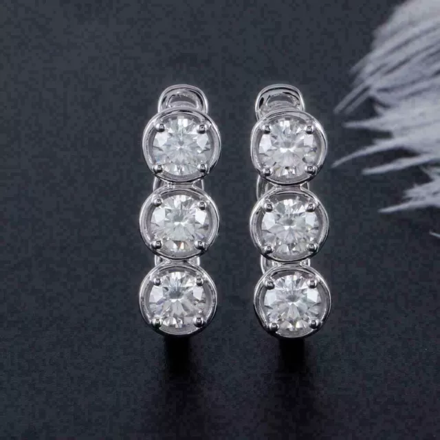 Boucles d'oreilles créoles en diamant simulé taille ronde 2 ct plaquées or...