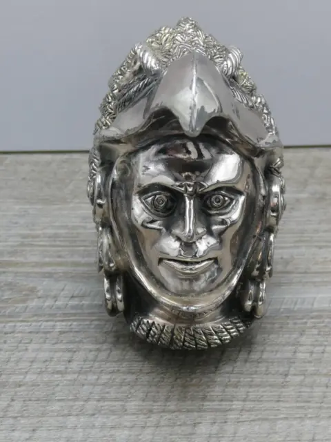 Vintage Zanfeld Mexico 999 Silver Dipped Indian Chief Bust Head Sculpture Figure