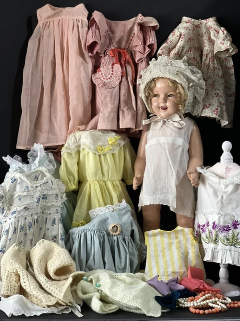Vintage Ideal 23” Composition Flirty Eyes Shirley Temple Doll multiple outfits