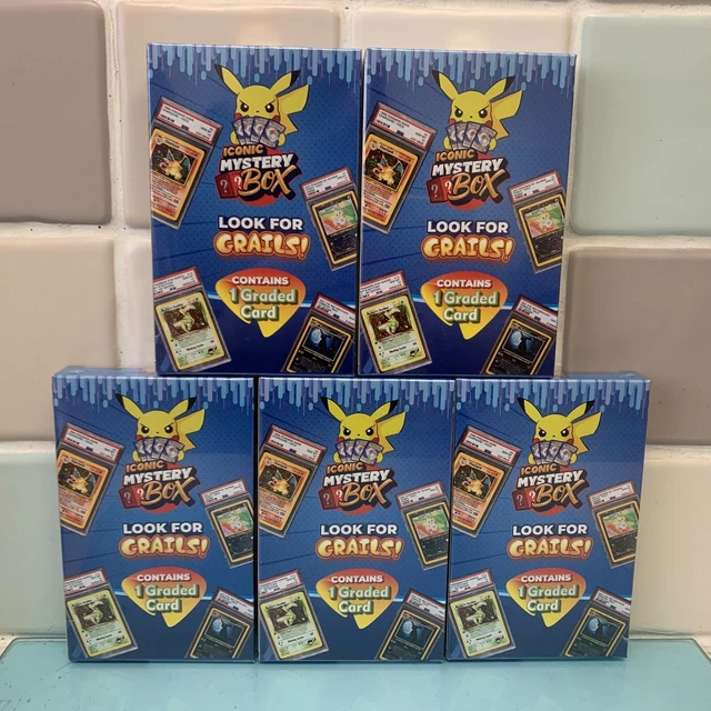 ICONIC MYSTERY BOX Graded Pokemon Rare / Vintage Cards X5 Boxes RRP £80 Each EUR 349,03 ICONIC MYSTERY BOX Graded Pokemon Rare / Vintage Cards X5 Boxes RRP £80 Each EUR 349,03
