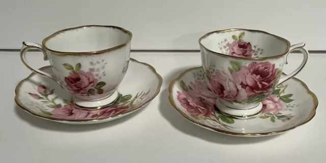 Vintage Royal Albert American Beauty tea cup and saucer set of two