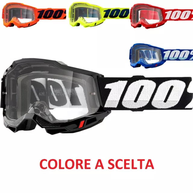 Maschera 100% Accuri 2 Otg Occhiali Moto Cross Lente Trasparente