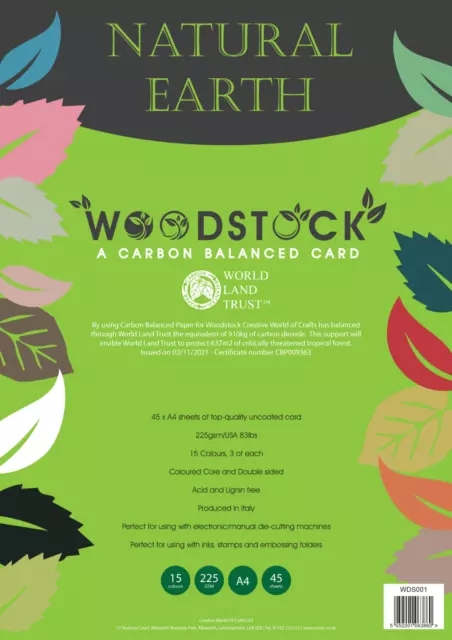 Creative Crafting World/Natural Earth Woodstock Card Stock 225gsm 45 sheets